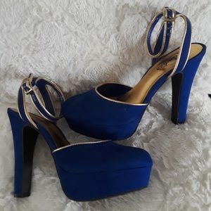 Candie's Royal blue and gold heels